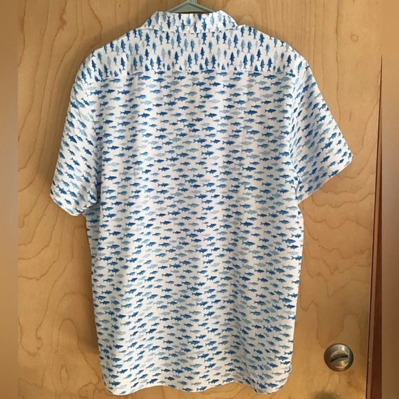 VINTAGE SUMMER
Fish Print Short Sleeve Shirt In White XXL - Picture 7 of 7